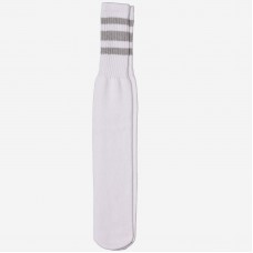 23 " White cotton tube socks with 3 gray stripes